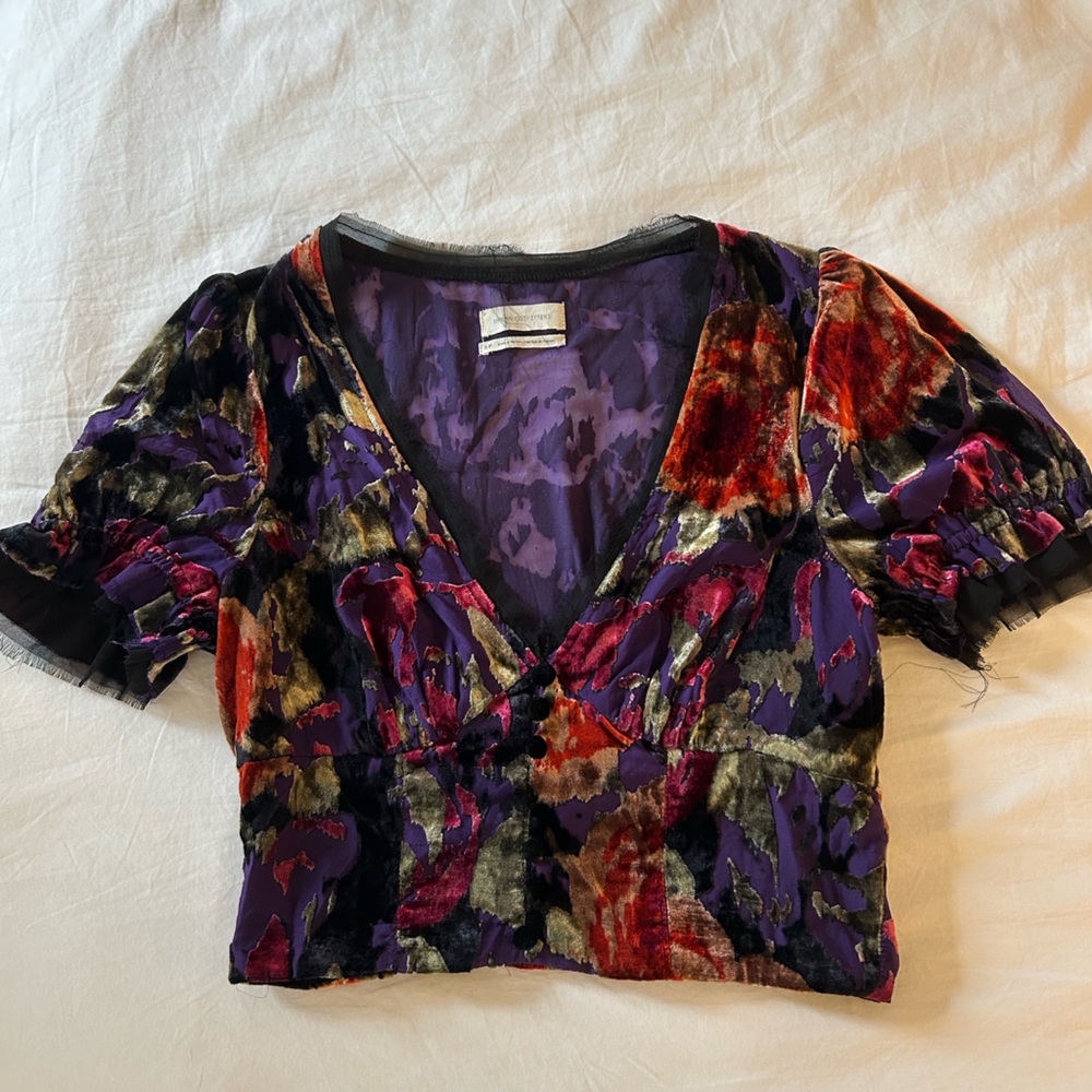 Urban Outfitters Velvety Patterned Top